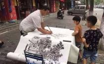 民间画家杨建荣百米长卷描绘咸阳老街