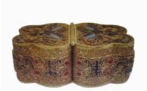 清代银鎏金累丝嵌宝首饰盖盒