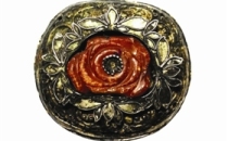 清代镶嵌蜜蜡银帽饰