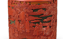 故宫博物院旧藏清代雕漆剔彩竹林七贤笔筒鉴赏