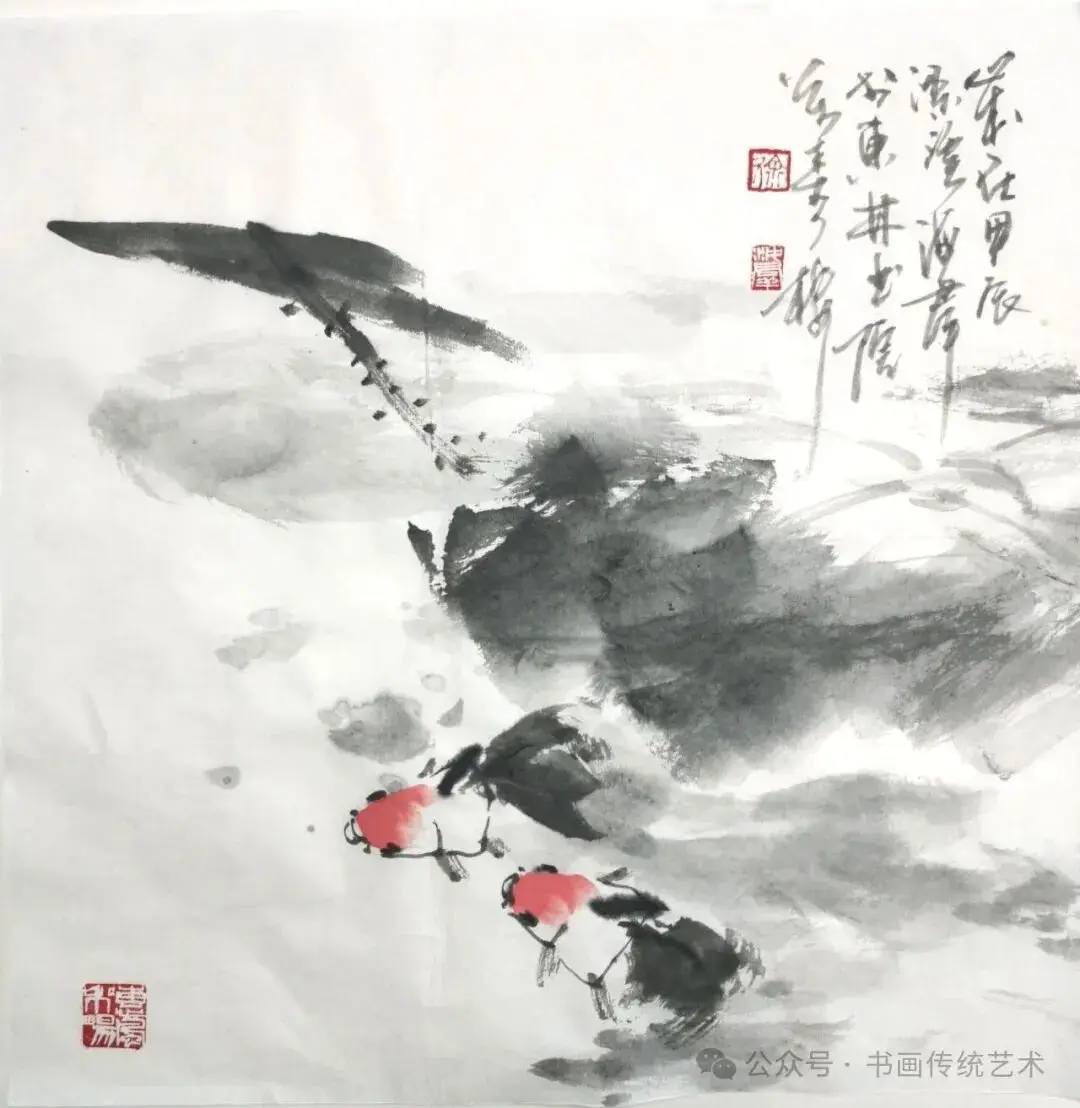 徐海群的写意花鸟画以墨写意、以色点睛