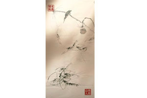 王明绘画作品《秋日荷塘》